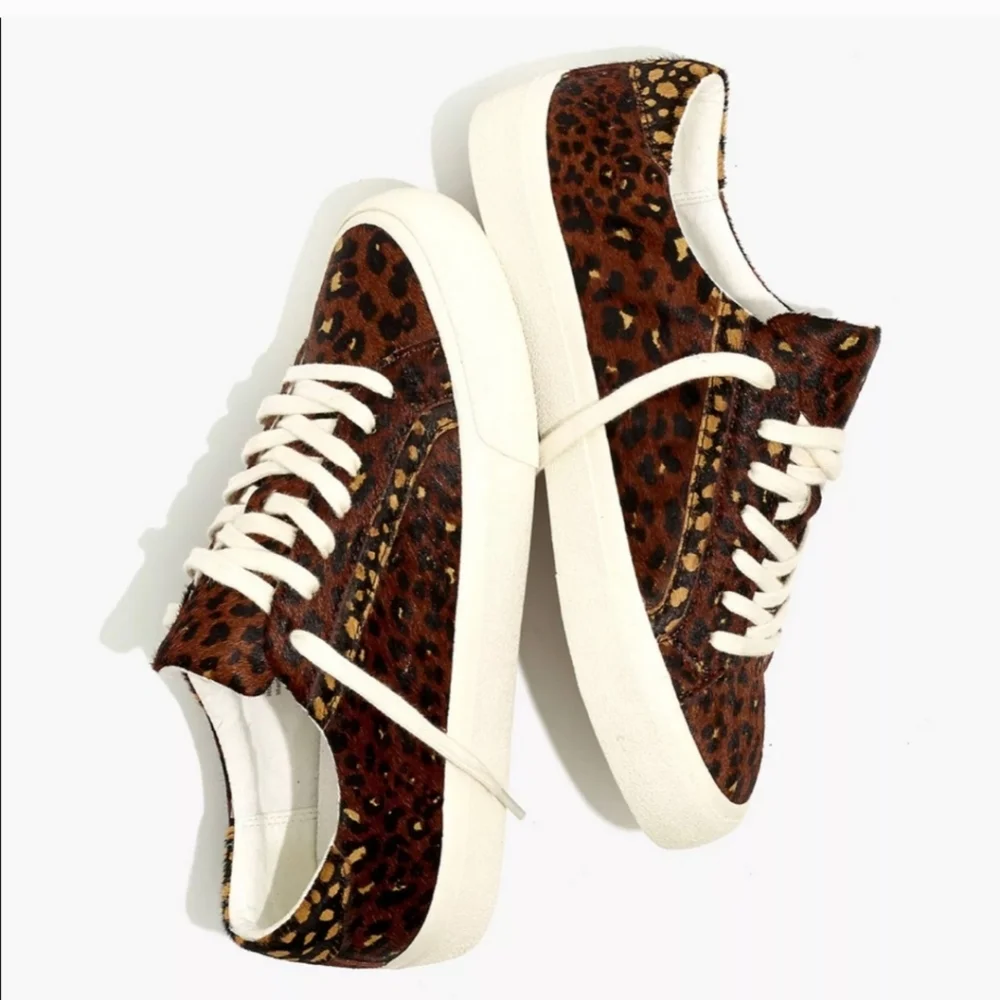 Madewell‎ sidewalk sneaker dyed calf hair animal print leopard cheetah size 7.5